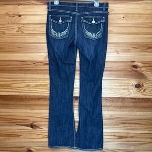 Rock & republic Kasandra mid-rise boot cut dark wash embellished jeans size 10